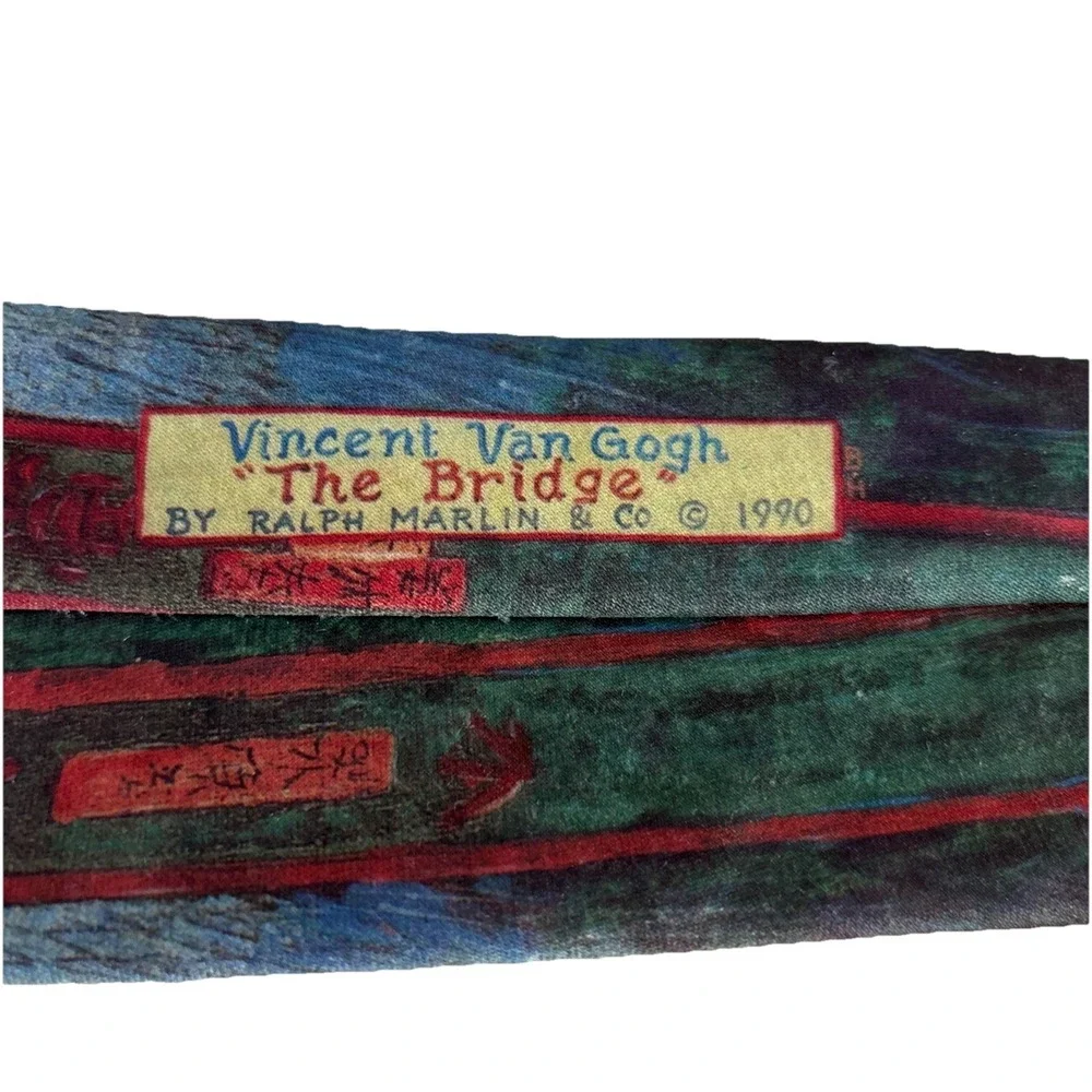 Ralph Marlin Vincent Van Gogh Artist The Bridge Painting Novelty Tie Vintage1990
